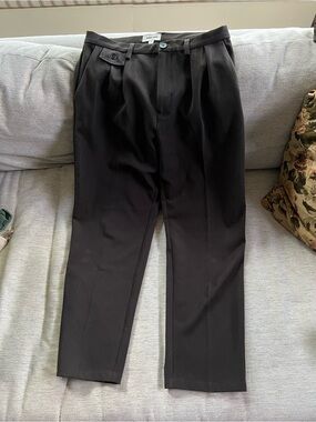 Men's Brown Pleated Dress Trousers
